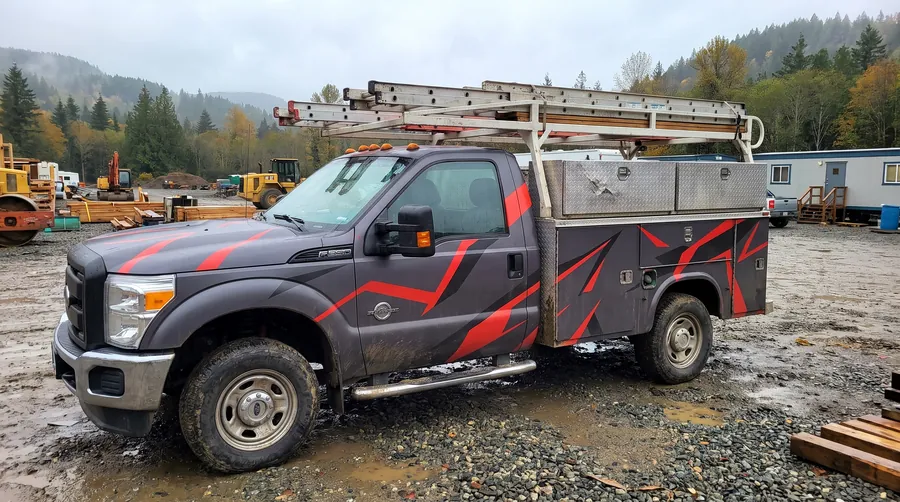 Branded commercial work truck wrap in Winnipeg